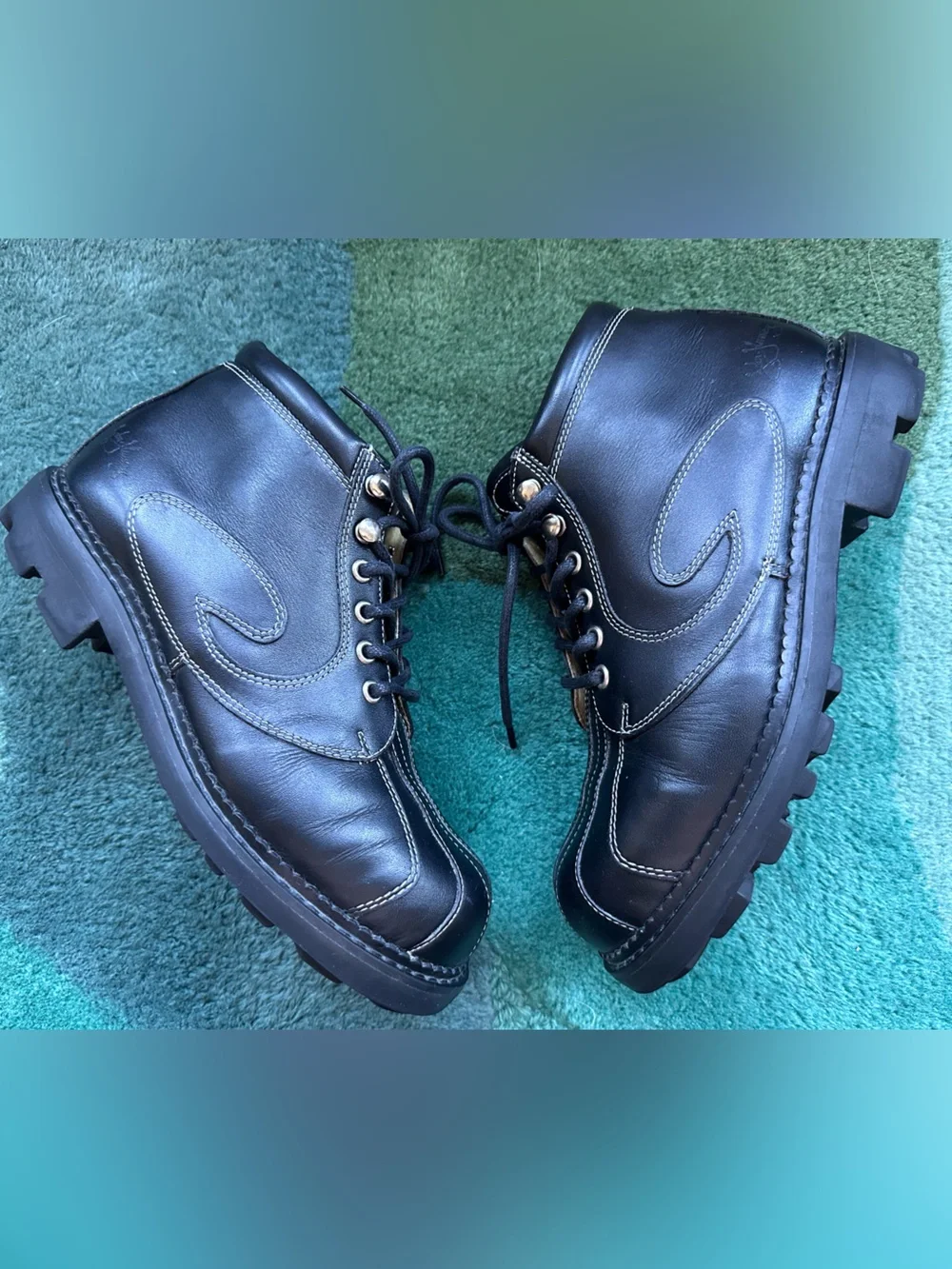 Fluevog VINTAGE EXCELLENT Angels Supervog black swirl ankle boot -W8.5/M7 - Picture 9 of 16